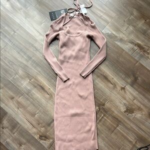 Astr Pink Long Sleeve Bodycon Dress
